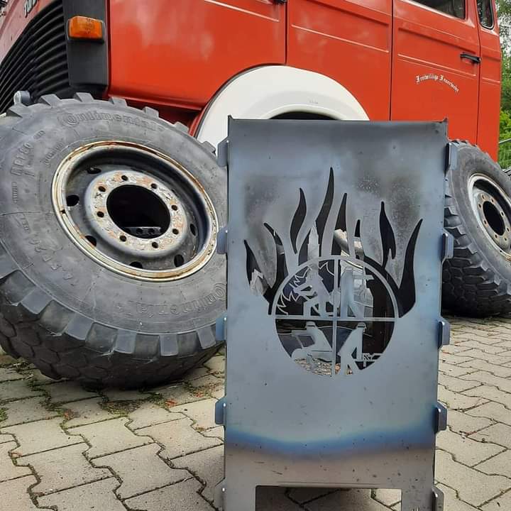 Feuertonne Feuerwehrmotiv - Groß 