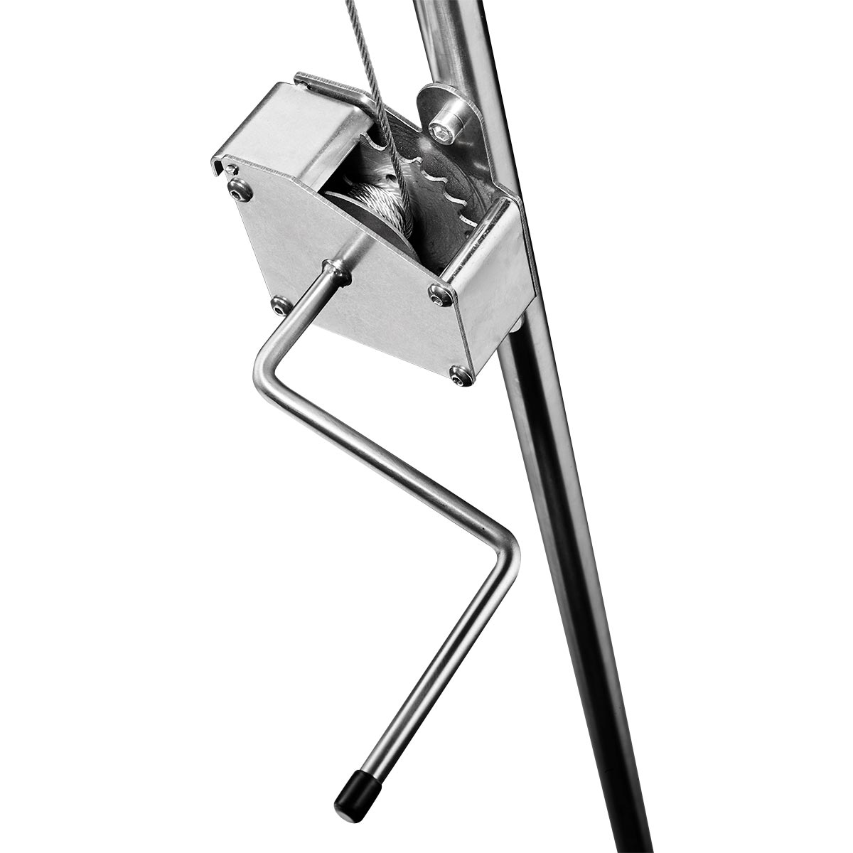 Edelstahl Schwenkgrill Dreibein mit Kurbel, Aufhängung, Wirbel und 80cm Grillrost